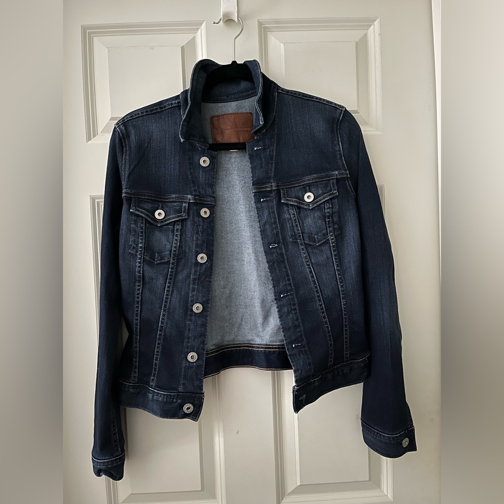 AG Adriano Goldschmied Robyn Blue Jean Jacket w/contrast stitching lightweight M - Picture 5 of 8